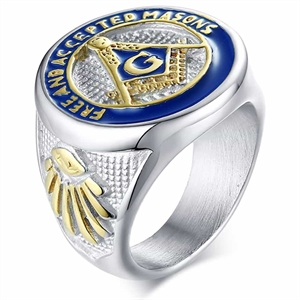 Masonic men's ring in stainless steel and unique design